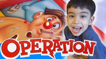 OPERATION GAME by Hasbro / Aedan plays the game Operation for the very first time.