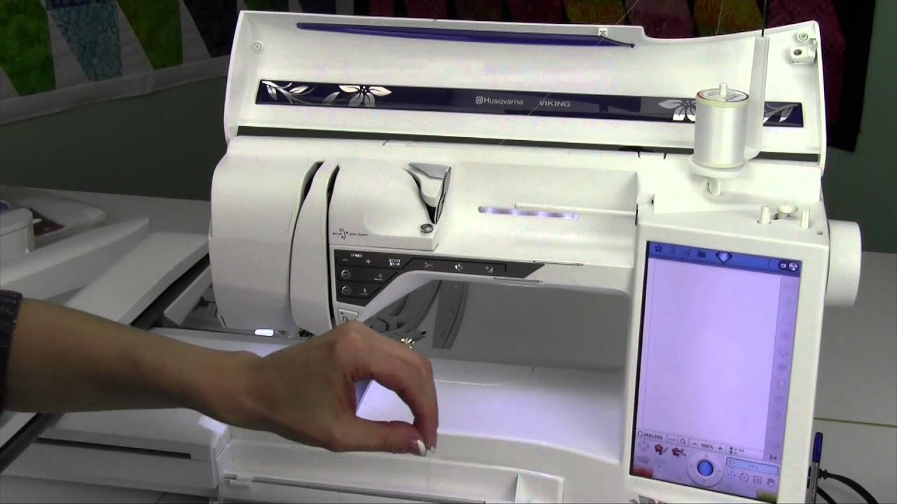 Husqvarna Viking Designer Diamond 60 Embroidery Unit Set Up, Attaching