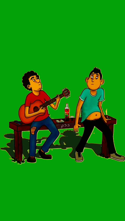 GREEN SCREEN animasi cowok main gitar sama temen nya