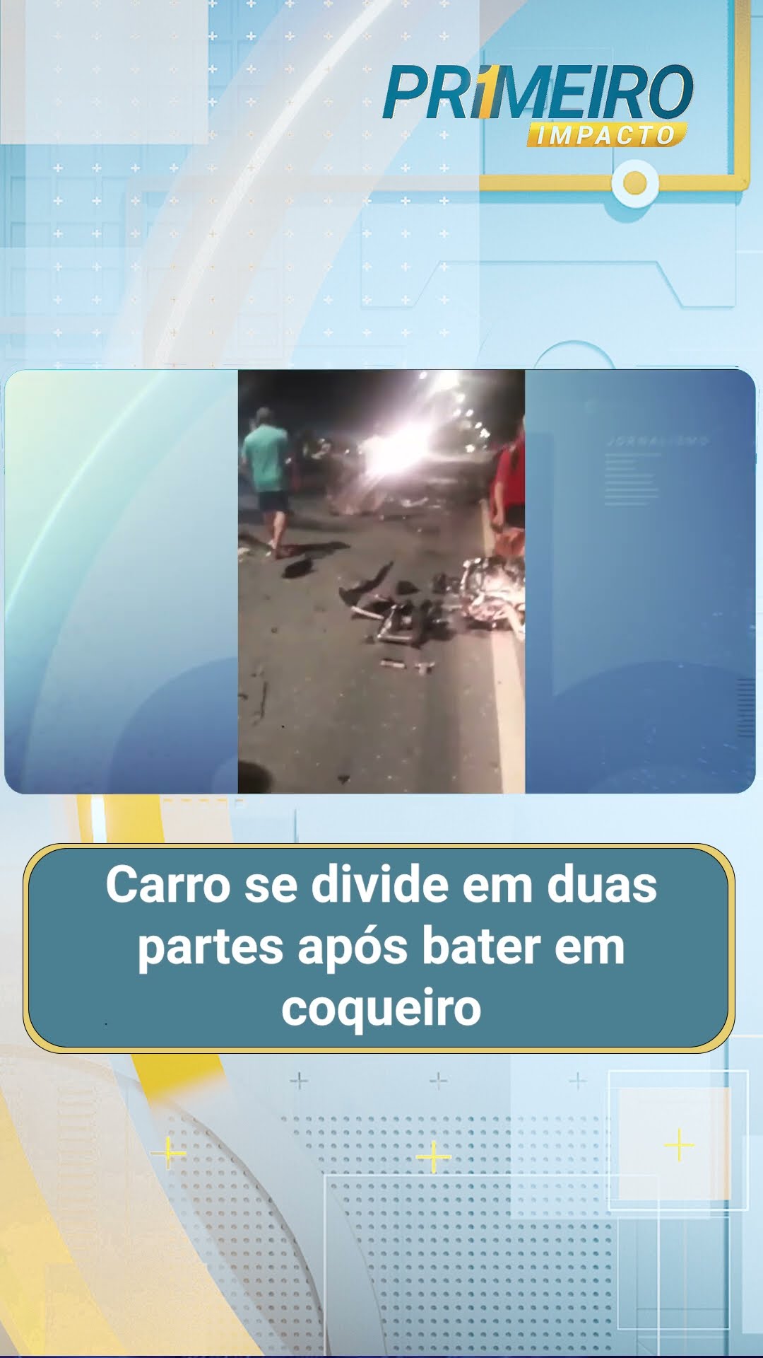 Carro se divide em duas partes após bater em coqueiro | Primeiro Impacto (10/02/2025)