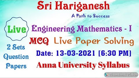 MCQs Engineering Mathematics - I | MA8151 [Regulation 2017]