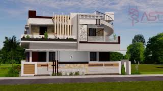 36' X 53'  First Floor Elevation Design  | 5BHK House Design |  Almino Structural Consultancy