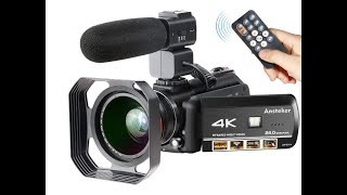 ビデオカメラ （開封編）Ansteker 4K・ WIFI機能 赤外線ナイトビジョン搭載 30倍ズーム 3インチタッチパネル
