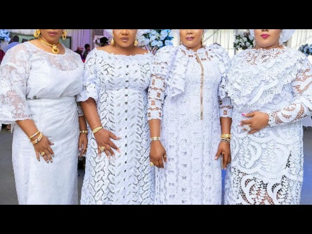 Elegant White Lace Dress, Nigerian Luxury Party Kaftan, Women
