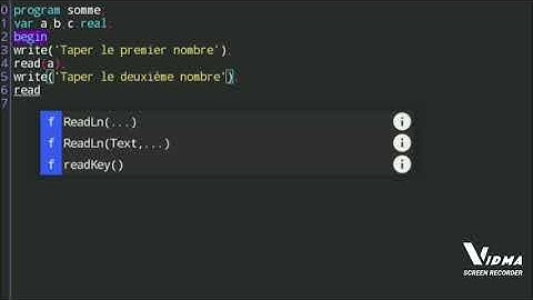 PROGRAMME DE LA SOMME AVEC LE LANGAGE PASCAL