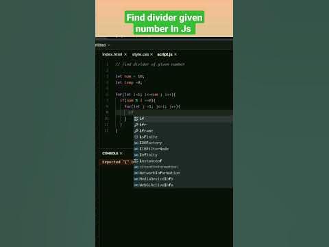 Find Dividers of Given Number in JavaScript #javascript #shortsvideo ...