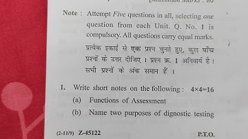 B.ed 2nd year question paper | Assessment for learning CRSU UNIVERSITY #crsubed 