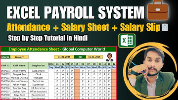 👉 Excel Payroll System 💼 | Attendance + Salary Sheet + Salary Slip in Excel | Step by Step Tutorial