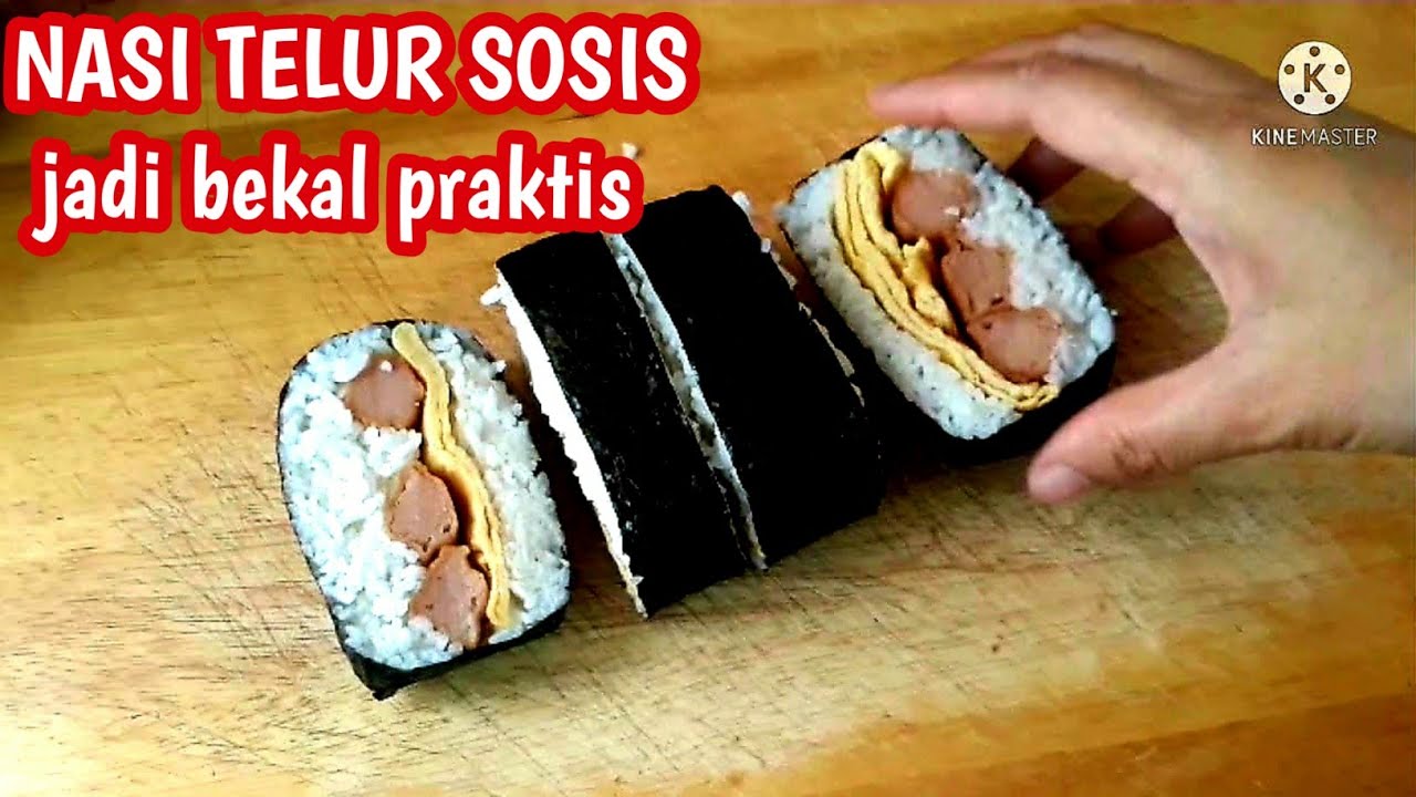 Cara Membuat onigiri isi telur dan sosis bekal makan siang praktis #06