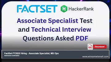 FactSet Associate Specialist - MS Ops Test and Interview Questions and Answers PDF
