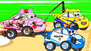 Ambulance Car Vs Police Car Help Help.. Lets Hep Baby Car Nursery Rhymes