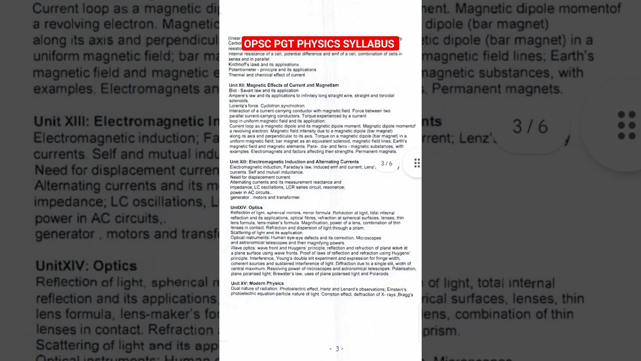 OPSC PGT PHYSICS SYLLABUS 