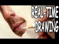 REAL-TIME Drawing of FACIAL HAIR, LIPS and SKIN TONES in Colored Pencils