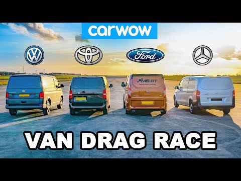 VW Transporter v Ford Transit v Toyota Proace v Mercedes Vito - VAN DRAG RACE!