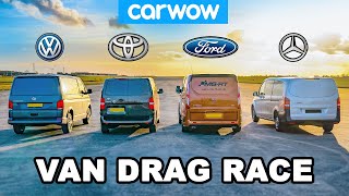 VW Transporter v Ford Transit v Toyota Proace v Mercedes Vito - VAN DRAG RACE!