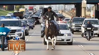 Chicago cowboy shuts down Dan Ryan Expressway on horseback to protest gun violence against kids