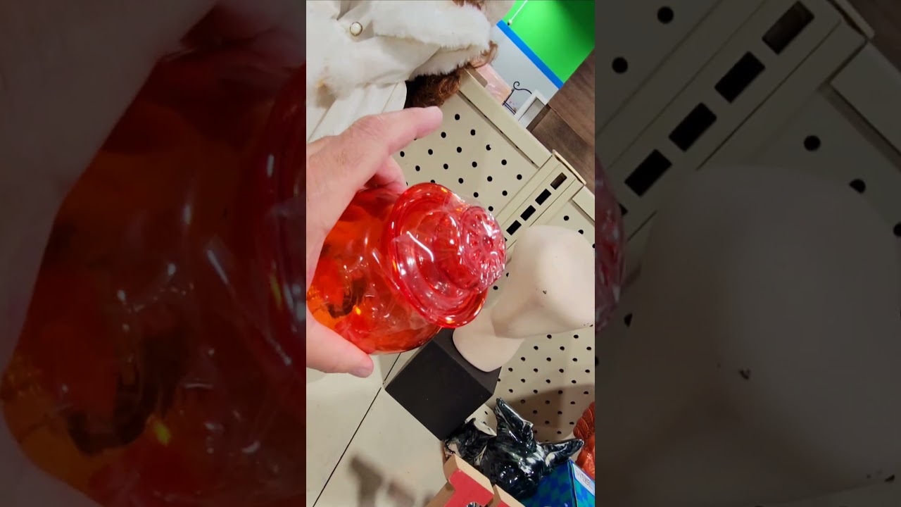 Snagged a cool vintage orange glass apothecary jar for $3