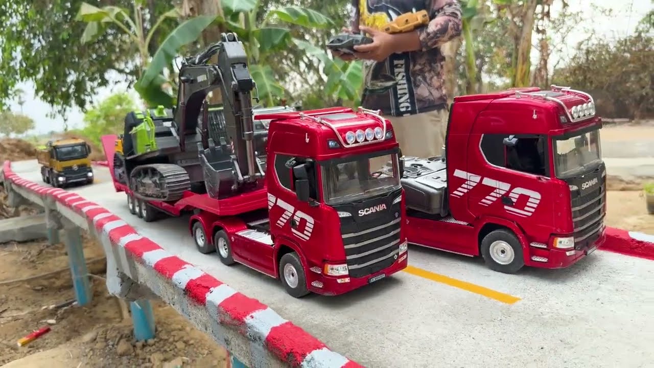 EP9 , , Scania 770s Truck Transportation Excavator Huina 1594 and 1593 Rc Huina 1536 Dump Truck