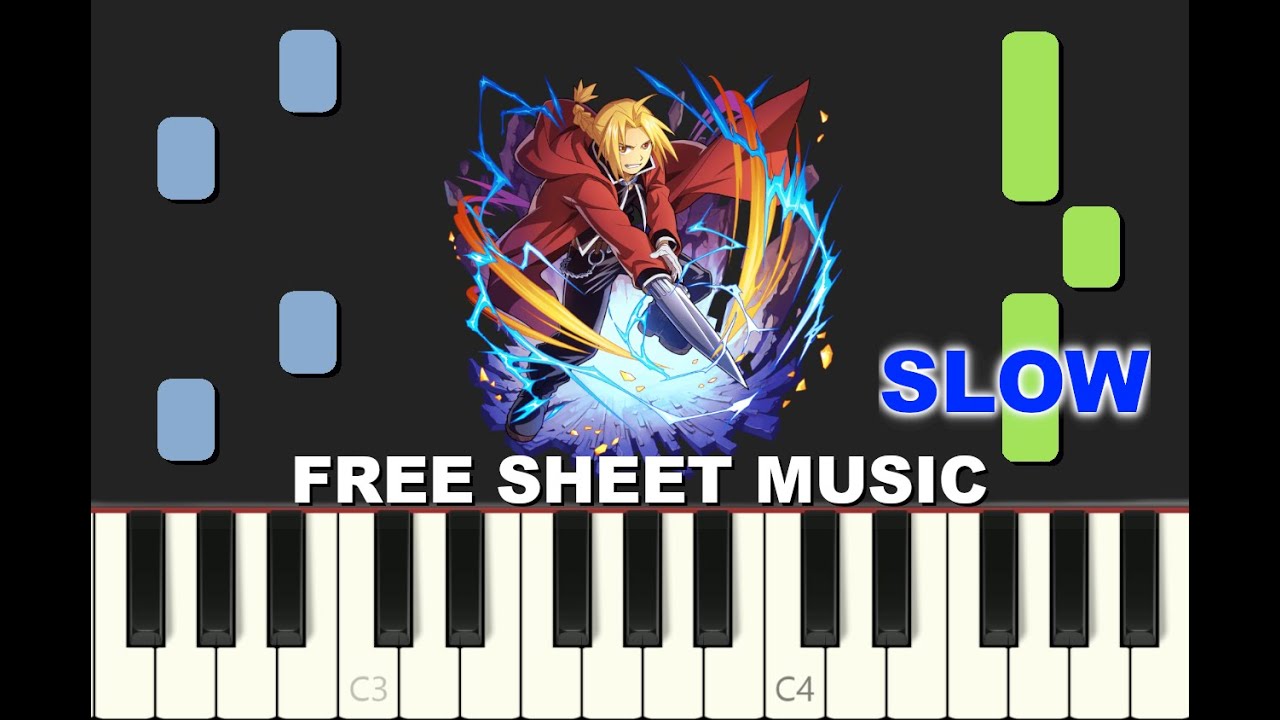 SLOW piano tutorial "PERIOD" from FMA Brotherhood, Opening 4, with free sheet music (pdf)