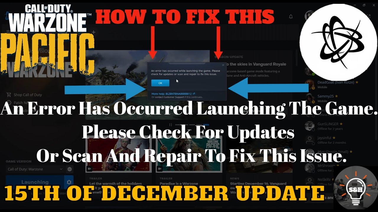 COD: Warzone Pacific Update- How to Fix ( an error has occurred launching the game. ) ✅*NEW UPDATE*