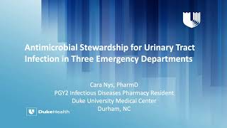 Antimicrobial Stewardship for Urinary Tract Infection in Three Emergency Departments