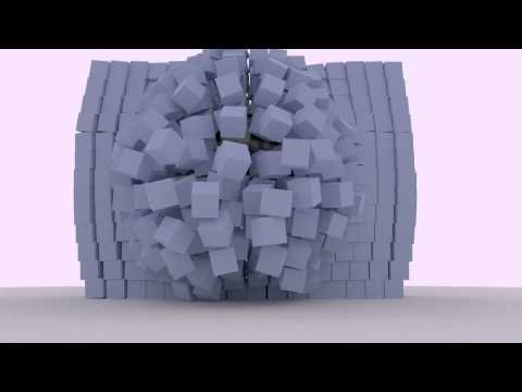 Rigid body test - Smashing cubes in Blender 2.69