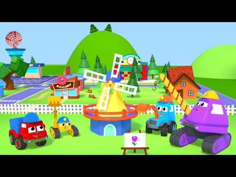 FRIENDS ON WHEELS EP 59 - THE MIGHTY MACHINES KIDS TRUCKS BUILD A WIND MILL