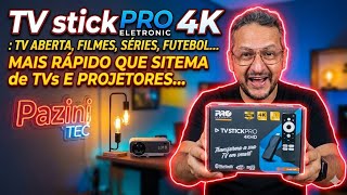 TESTE, PRO STICK PROELETRONIC 4K NO PROJETOR E TV, FUNCIONA MESMO? TV ABERTA E FUTEBOL NO PROJETOR? 