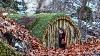 Building a Shelter for a full and warm life | İlkel Barınak Yaptım | Bushcraft earth hut,