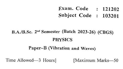 Gndu BSc 2nd Semester Physics Question Paper | Bsc 2nd Semester Physics Question Paper 2024