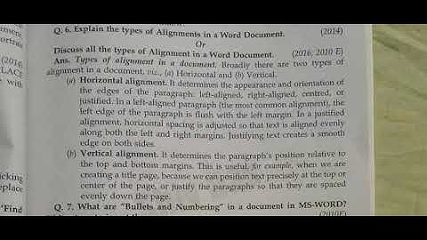 Q5(b) What are the Alignments used in the Report? How does he will create bullets in a document