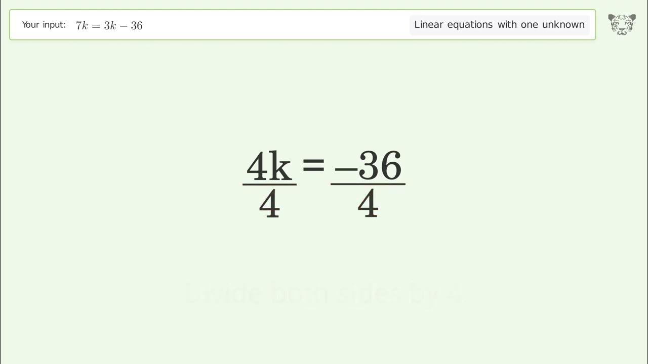 solve-7k-3k-36-linear-equation-video-solution-tiger-algebra-youtube