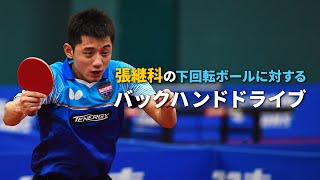 張継科の下回転ボールに対するバックハンドドライブ_ZHANG Jike, Backhand topspin against backspin