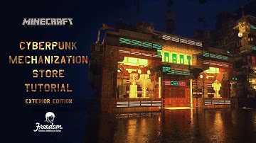 Minecraft Tutorial | Creating Cyberpunk Architecture: Cyberpunk Mechanic Shop Exterior #118