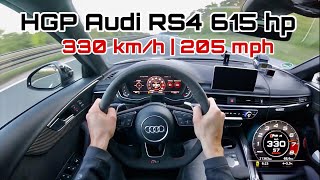 POV-Style: 330 km/h im HGP Audi RS4 (OPF Version) 615 PS | inkl. 100-200 km/h + Soundcheck🔥🔥🔥
