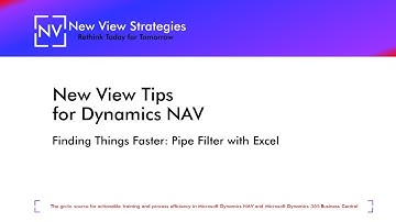 NAV Tips: Finding Things Faster - Pipe Filter With Excel