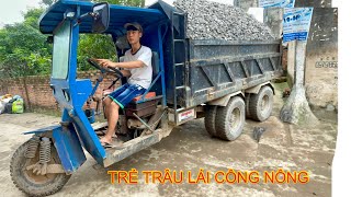 Trẻ tuổi tài cao lái công nông và sửa chữa cực đỉnh | Máy xúc múc cát đá | máy bê tông | Excavator