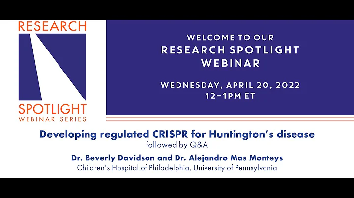 HDF's Research Spotlight Webinar, Beverly Davidson...