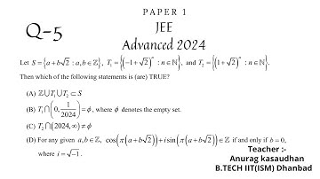 JEE Advanced 2024 Math Paper 1 (Q 5) solution | IIT JEE Maths | #jeeadvanced2024  #projecteducation
