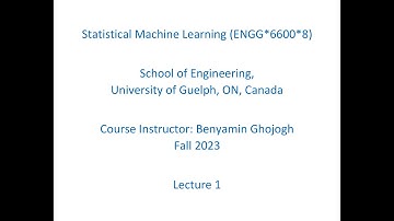 Statistical Machine Learning, F23(1): Introduction to the Course and Preliminaries
