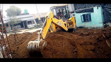 JCB Backhoe Loader Making A Home Foundation - JCB Working Home Construction