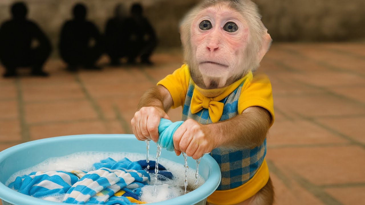 Unbelievable surprise! Monkeys wash clothes like humans 😱🙊