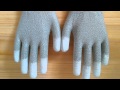 ESD antistatic copper yarn liner pu fingertip coating working glove mail:aileen@kunyuglove.com Mp3