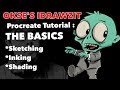 Procreate Tutorial : The Basics : sketching ,inking and colouring .