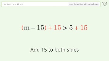 Solving Linear Inequalities: m-15 is Greater Than 5