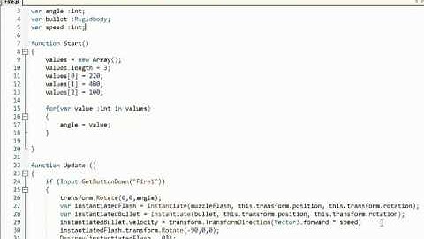 Instantiating BulletsTutorial  In Unity 3D game development by ForStudent.org