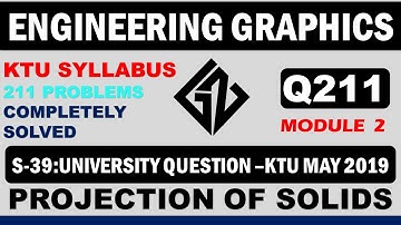 Q211 Projection of solid-Triangular prism resting on base edge-Axis inclined to HP&base edge with VP