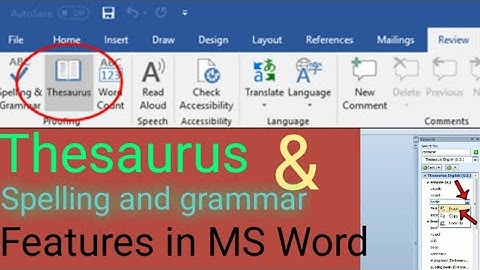 Thesaurus and Spelling and Grammar features in MS Word 2013