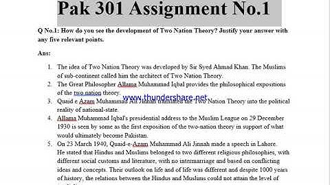 Pak 301 Assignment No 1