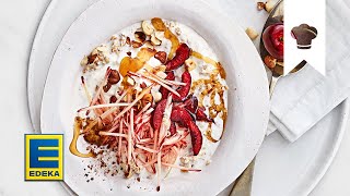 Bircher Müsli Rezept | Fruchtiges Frühstück mit Apfel, Honig und Kirschen | EDEKA